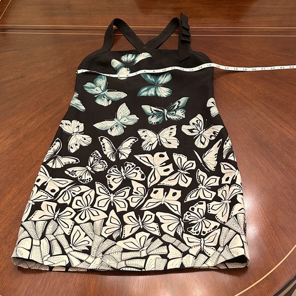 Versace Butterfly Print Bodycon Dress Black White Sleeveless Designer - Picture 4 of 16